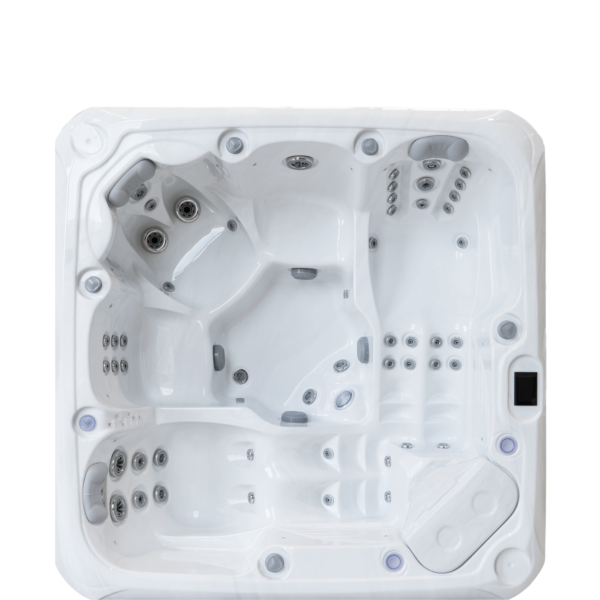 Vue détaillée de la cuve du Spa Divine Line Apollon, avec assises ergonomiques et buses de massage pour un confort optimal.