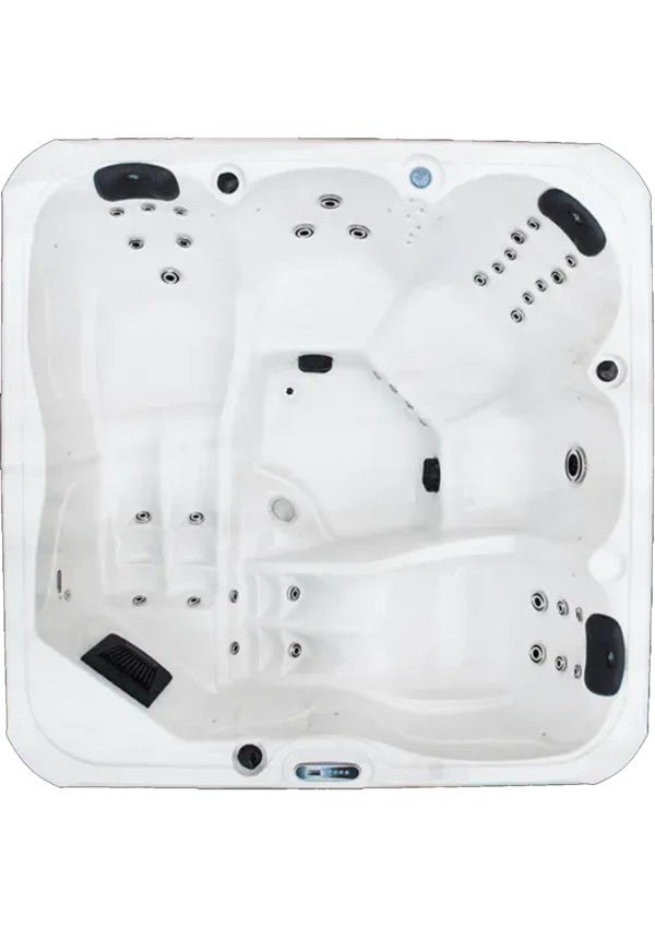 Intérieur du Spa Classic Line Cronos, mettant en avant la conception de la cuve avec jets hydromassants et sièges anatomiques.